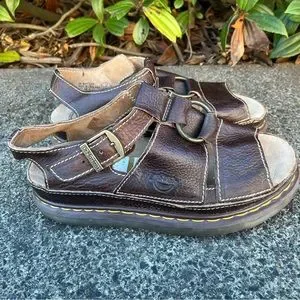 Dr. Martens Vintage 90s Y2K Brown Leather Platform Strappy Buckle Ring Sandals Vintage 90s Dr Marten Sandals y2k doc martens | Mercari main image 3
